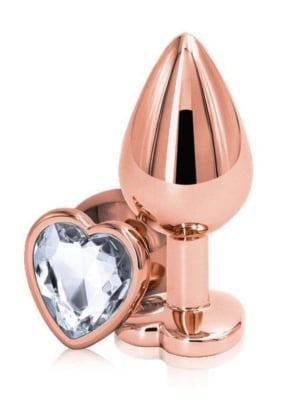 Dop Anal Brilliant Anal Plug Medium Rose Gold Piatra Transparenta