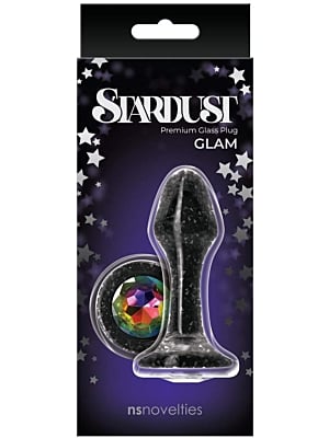 Stardust Glam - Premium Glass Anal Butt Plug Black