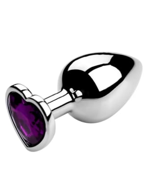 Butt plug with diamond heart purple ΜEDIUM