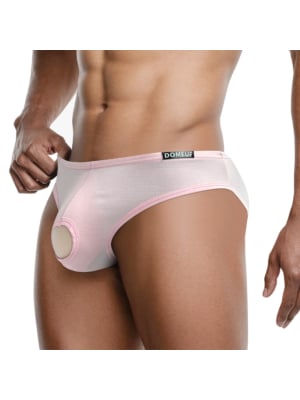Men's Underwear with U-Pouch Design Open Front & Back Briefs Pink