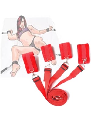 Bed And Foot Restraint Set For Bed Red