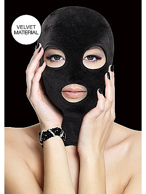 Shots Ouch Velvet Mask with Eye & Mouth Opening Black