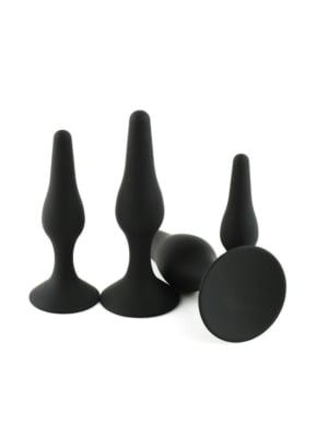 Silicone Anal Plug Set Black 4pcs