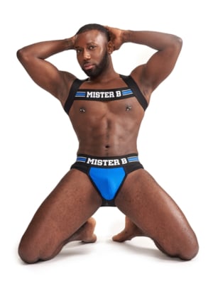Mister B - X-Back Elastic Harness Black-Blue
