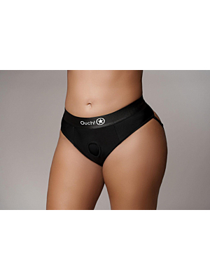 Vibrating Strap-on Thong with Removable Butt Straps Black-XL2XL
