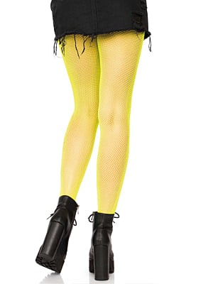 Nylon Fishnet Pantyhose - Neon Yellow