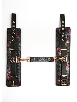 Geisha Floral Jacquard Wrist Cuffs - Black