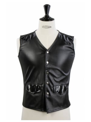 Men's Leatherlook Fetish Vest-XL