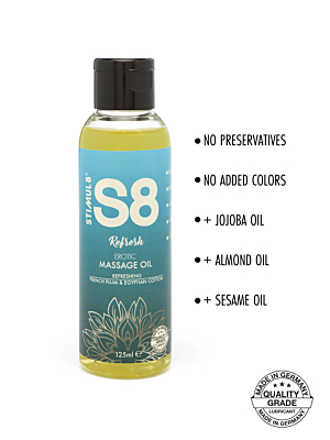 Λάδι Μασάζ S8 Massage Oil French Plum & Egyptian Cotton 125ml - Ερωτικό Gel