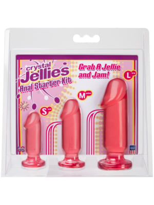 Σετ 3 Πρωκτικές σφήνες ροζ Crystal Jellies Doc Johnson