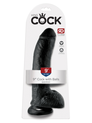 Ρεαλιστικό ομοίωμα King Cock Cock με Μπάλες 9’’ Μαύρο – Pipedream