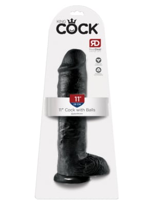 King Cock Μαύρο Ομοίωμα Με Όρχεις 28εκ Pipedream