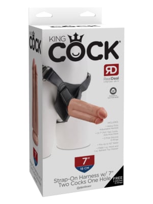 Strap-On με Διπλό Ομοίωμα Πέους Pipedream - King Cock 17.8εκ.