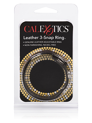 CalExotics Leather 3-Snap Ring - Μαύρο Γνήσιο Δέρμα
