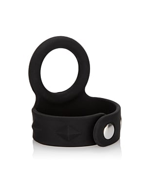 Δαχτυλίδι CalExotics 3-Snap Scrotum Ring - Large Μαύρο Σιλικόνη