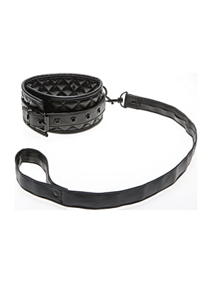 Αισθησιακό Quilted Collar με Leash Μαύρο - Allure