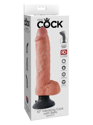 King Cock 10 ευλύγιστος Δονητής με αποσπώμενη βεντούζα - 25 εκ.