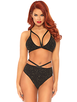 Lurex opaque bra and bottom - Leg Avenue