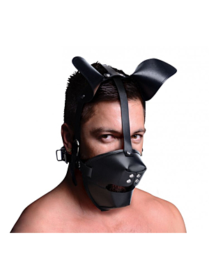 Μάσκα με φίμωτρο Puppy Play Mask με Ball Gag - Μαύρο από XR Brands