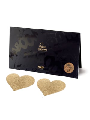Αυτοκόλλητα Θηλών Flash Heart Nipple Stickers (Χρυσό) - Bijoux Indiscrets