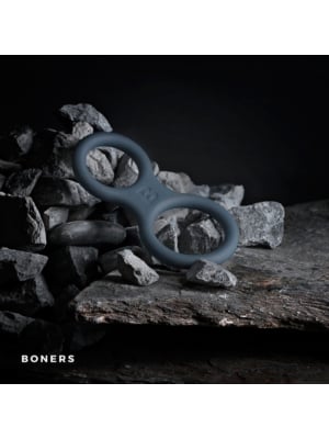 Boners Silicone Cock Ring And Ball Stretcher - Grey