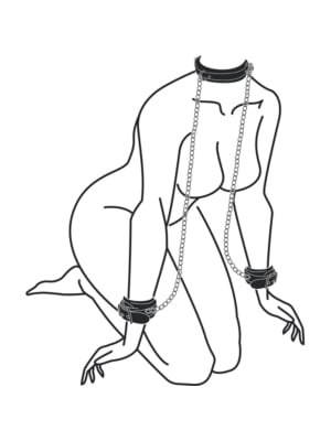 Leather Collar With Handcuffs