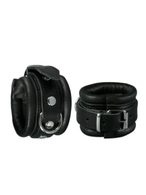 Kiotos Leather Handcuffs Black - 5 cm