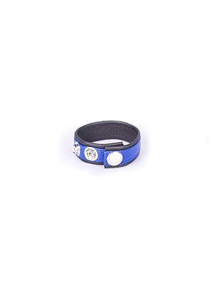 Rainbow Leather Cock Strap - Black & Blue