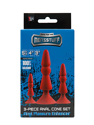 Πρωκτικές Σφήνες 3-Piece Anal Cone Butt Plug Set (Κόκκινες) - Menzstuff