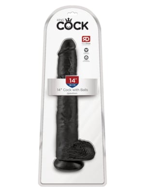 Ρεαλιστικό Ομοίωμα Πέους King Cock με Όρχεις 35cm (Μαύρο) - Pipedream