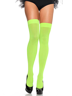 Nylon Over The Knee - NEON GREEN - O/S - HOSIERY