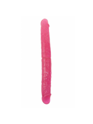 Διπλό Ομοίωμα Πέους Double Heads Dildo Ροζ 38 cm - Baile - Φλέβες - Αδιάβροχο