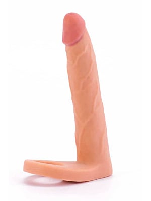 Ρεαλιστικό Ανδρικό Strap-On The Ultra Soft Double Dildo 20 cm με Δαχτυλίδι Πέους - Lovetoy
