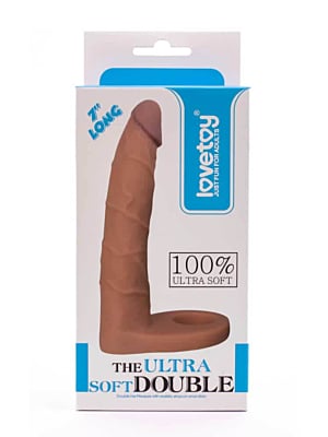Ρεαλιστικό Ανδρικό Strap-On The Ultra Soft Double Dildo 20 cm με Δαχτυλίδι Πέους - Lovetoy