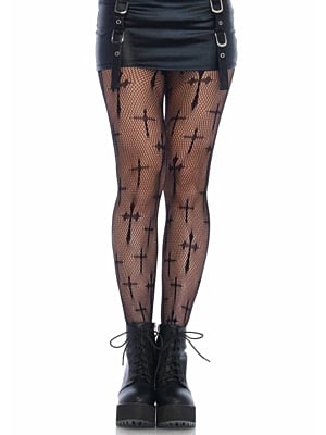 Cross net pantyhose, black, O/S