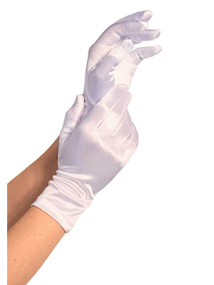Γάντια άσπρα σατέν Wrist 