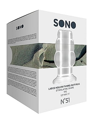 No.51 - Large Hollow Tunnel Butt Plug - 5 Inch - Translucent