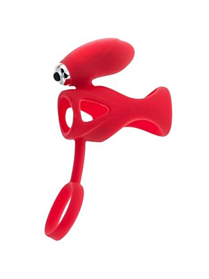 Δονούμενο Δαχτυλίδι Πέους Black & Red Vibrating Cage (Κόκκινιο) - ToyFa - Clitoris Stimulation
