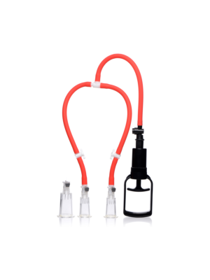 XR Brands 3-Way Suck Her Nipple and Clit Pump System - Red