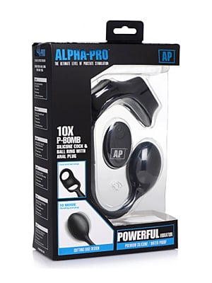 Επαναφορτιζόμενη Πρωκτική Σφήνα Alpha Pro 10X P-Bomb με Δαχτυλίδι Πέους και Όρχεων