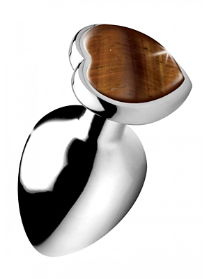 Gemstones Tiger Eye Heart Large Anal Plug