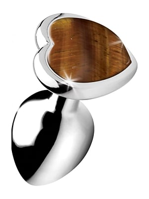 Μικρή Πρωκτική Σφήνα με Πετράδι Tiger Eye Heart Gemstone - XR Brands