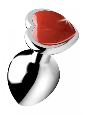 Gemstones Red Jasper Heart Medium Anal Plug