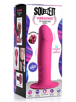 XR Brands 10X Squeezable Vibrating Dildo Pink