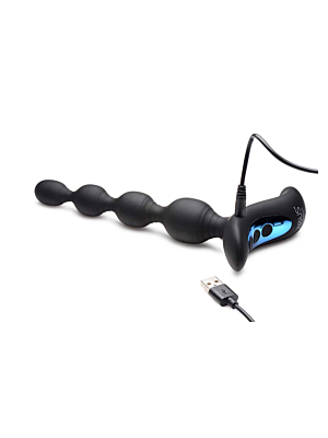 Vibrating & E-Stim Silicone Anal Beads w/ Remote Control