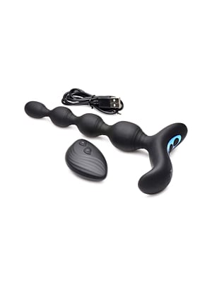 Vibrating & E-Stim Silicone Anal Beads w/ Remote Control