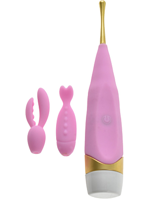 Alice Vibrator with 2 Pink Silicone Interchangeable Heads Passion Labs