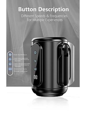 Big Mens Pleasure Masturbator 6 Frequencies Vibration +Telescopic Black