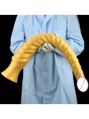 Golden Silicone Extended Bead Anal Plug Elastic and Soft 