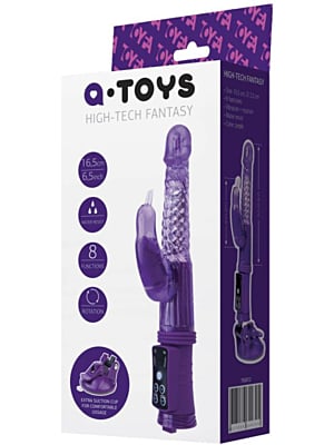 Δονητής A-TOYS λαγουδάκι με βάση TPR μοβ 24 cm